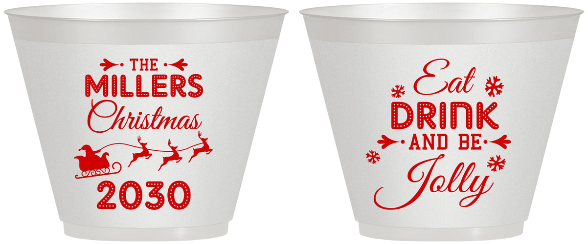 Custom Christmas 9 oz Wine Frosted Cups - Eat Drink And Be Jolly | 280010