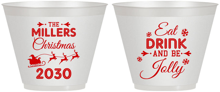 Custom Christmas 9 oz Wine Frosted Cups - Eat Drink And Be Jolly | 280010