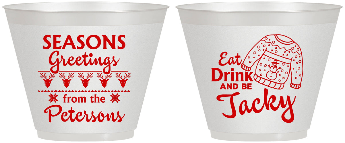 Custom Christmas 9 oz Wine Frosted Cups - Eat Drink Be Jacky | 280016