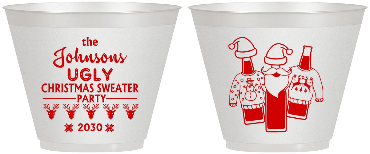 Custom Christmas 9 oz Wine Frosted Cups - Ugly Sweater | 280022