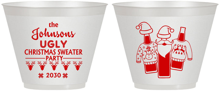 Custom Christmas 9 oz Wine Frosted Cups - Ugly Sweater | 280022