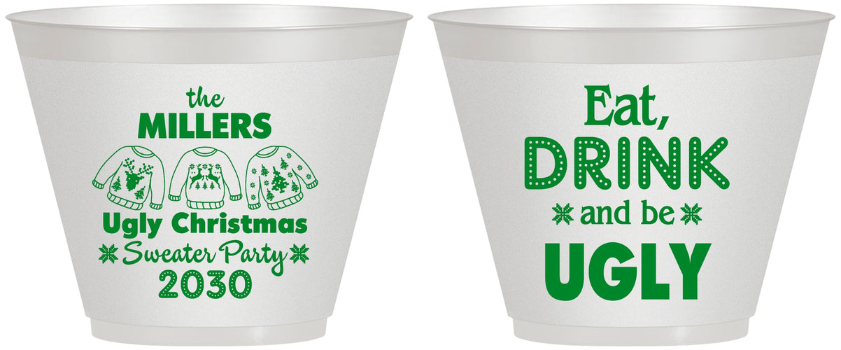 Custom Christmas 9 oz Wine Frosted Cups - Ugly Sweater | 280023