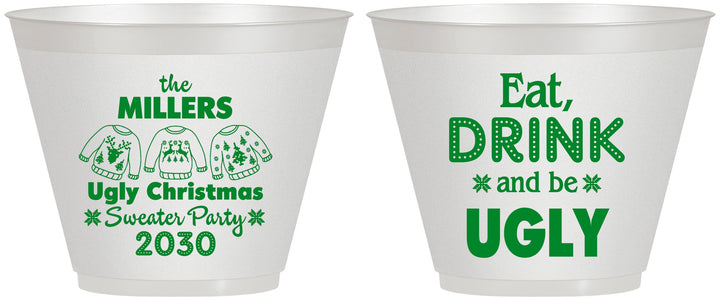 Custom Christmas 9 oz Wine Frosted Cups - Ugly Sweater | 280023