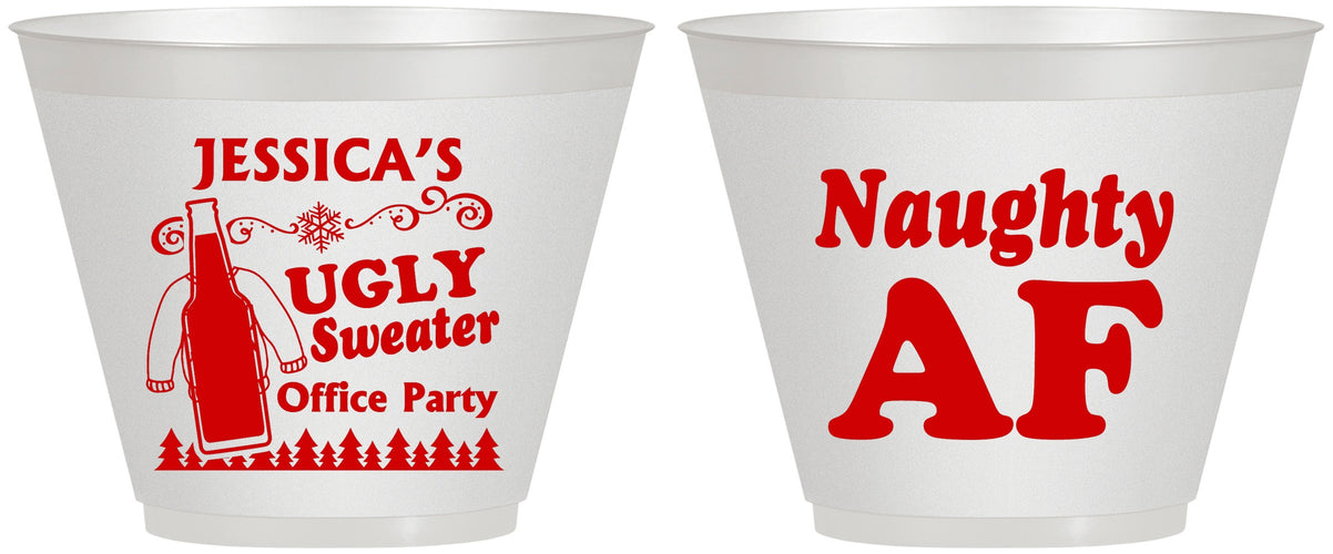 Custom Christmas 9 oz Wine Frosted Cups - Eat Drink Be Ugly | 280024
