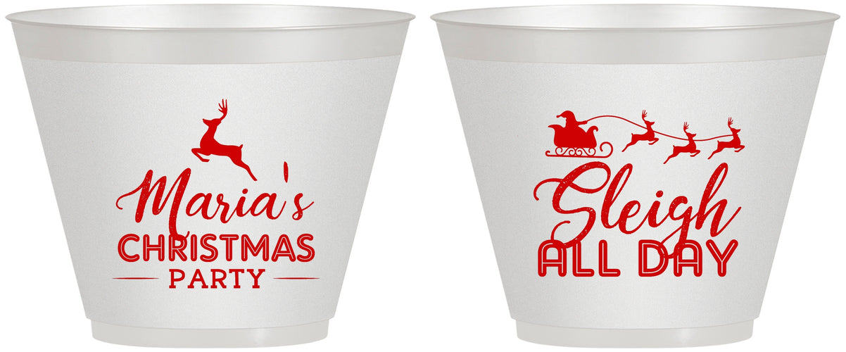 Custom Christmas 9 oz Wine Frosted Cups - Sleigh All Day | 280030