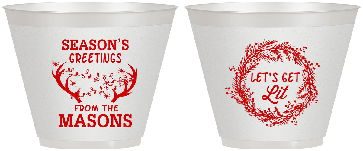 Custom Christmas 9 oz Wine Frosted Cups - Lets Get Lit | 280032