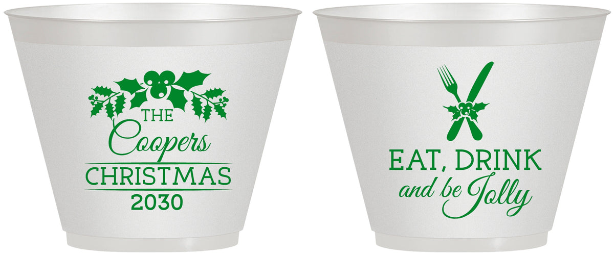 Custom Christmas 9 oz Wine Frosted Cups - Eat Drink And Be Jolly | 280033