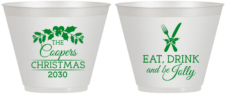 Custom Christmas 9 oz Wine Frosted Cups - Eat Drink And Be Jolly | 280033