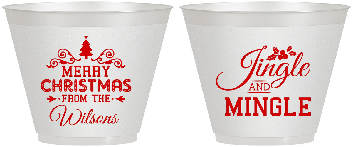 Custom Christmas 9 oz Wine Frosted Cups - Jingle And Mingle | 280034