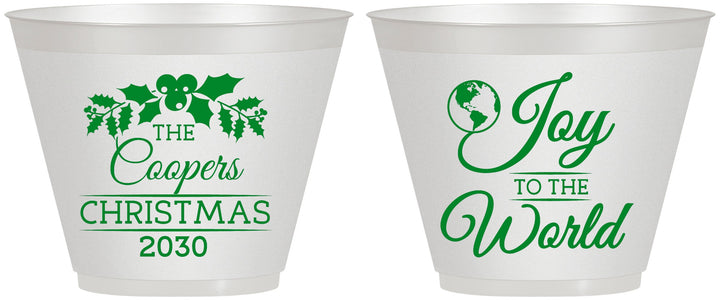 Custom Christmas 9 oz Wine Frosted Cups - Joy To The World | 280035