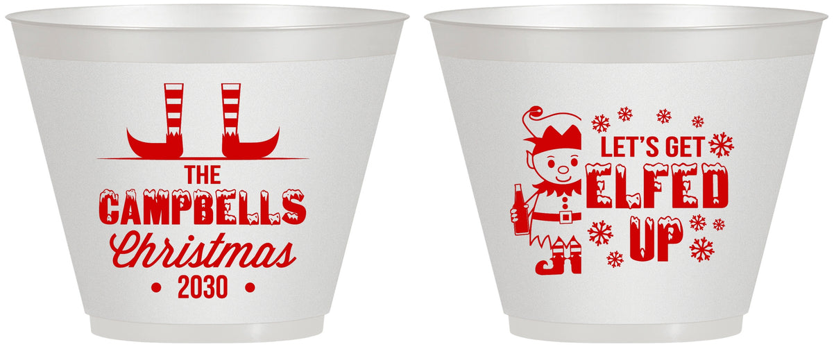 Custom Christmas 9 oz Wine Frosted Cups - Lets Get Elfed Up | 280038