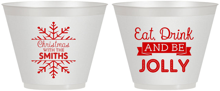 Custom Christmas 9 oz Wine Frosted Cups - Eat Drink Jolly | 280040