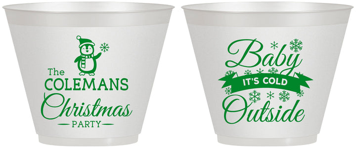 Custom Christmas 9 oz Wine Frosted Cups - Cold Outside | 280043