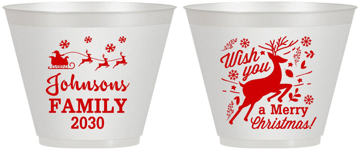 Custom Christmas 9 oz Wine Frosted Cups - Reindeer | 280044