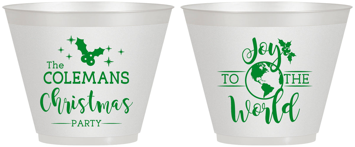 Custom Christmas 9 oz Wine Frosted Cups - Joy To The World | 280045