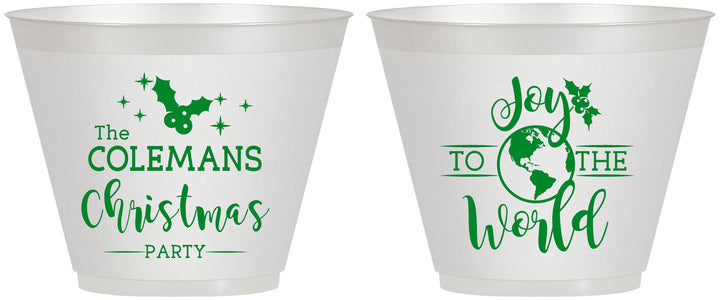 Custom Christmas 9 oz Wine Frosted Cups - Joy To The World | 280045