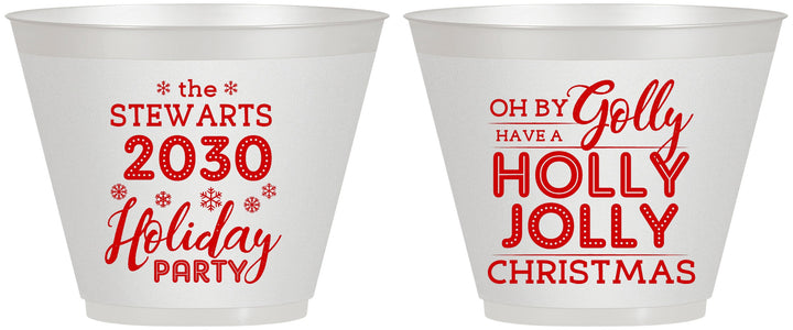 Custom Christmas 9 oz Wine Frosted Cups - Holly Jolly | 280046