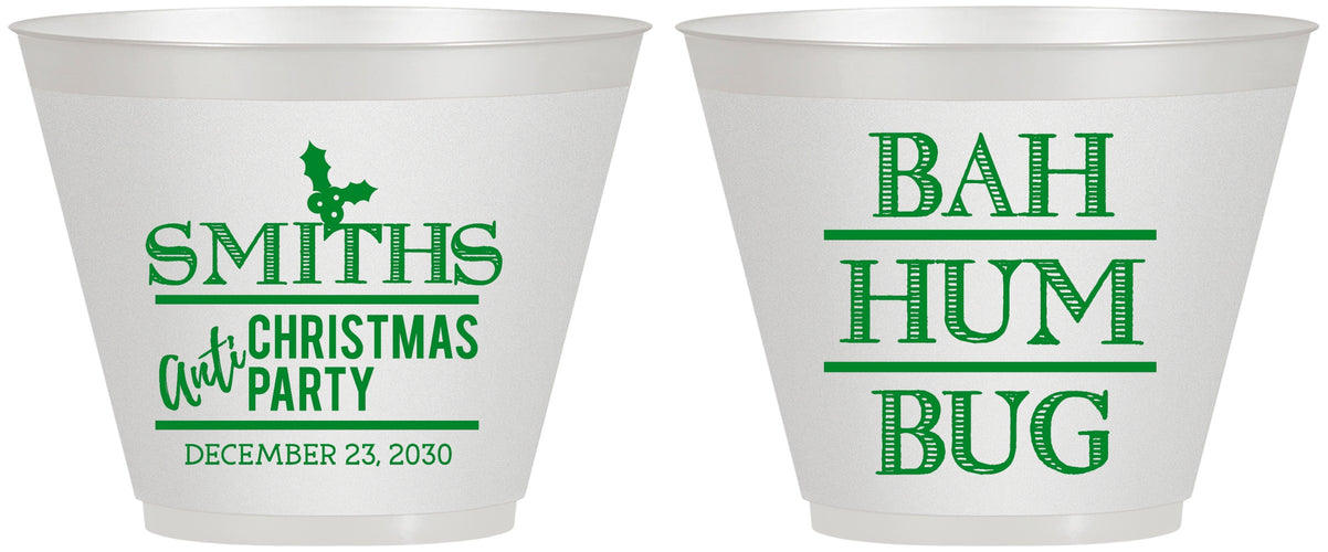 Custom Christmas 9 oz Wine Frosted Cups - Bah Hum Bug | 280057