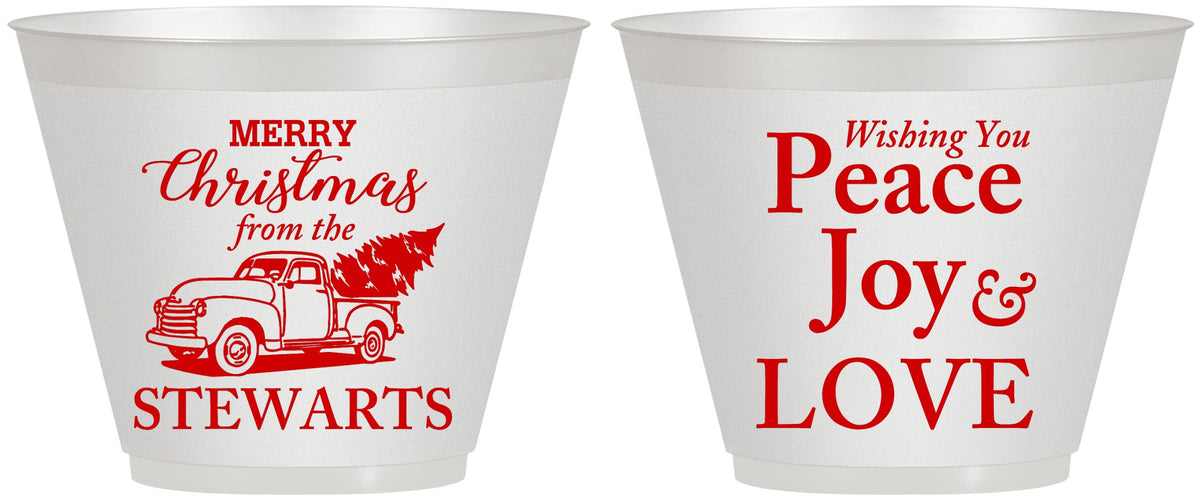 Custom Christmas 9 oz Wine Frosted Cups - Peace Joy Love | 280070