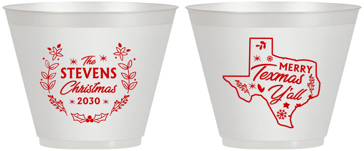 Custom Christmas 9 oz Wine Frosted Cups - Texmas Yall | 280074