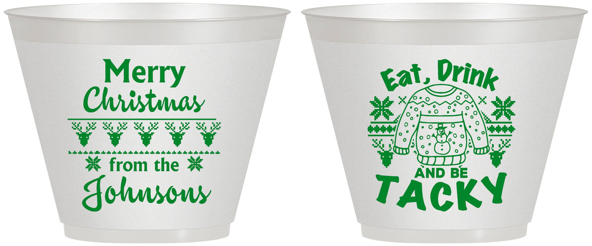 Custom Christmas 9 oz Wine Frosted Cups - Eat Drink Tacky | 280081