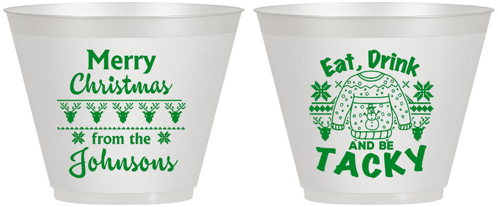 Custom Christmas 9 oz Wine Frosted Cups - Eat Drink Tacky | 280081