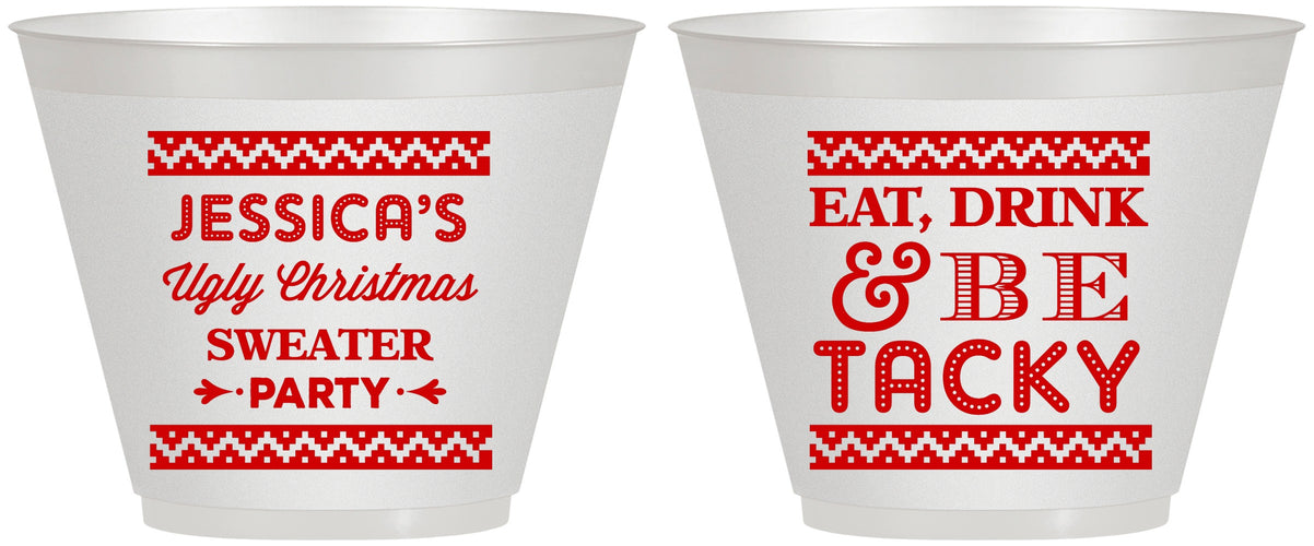 Custom Christmas 9 oz Wine Frosted Cups - Eat Drink Tacky | 280082