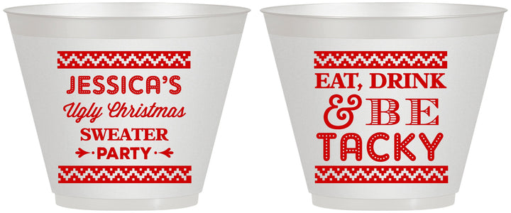 Custom Christmas 9 oz Wine Frosted Cups - Eat Drink Tacky | 280082
