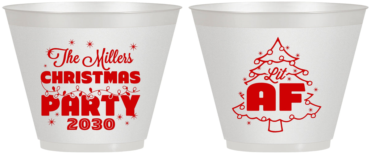 Custom Christmas 9 oz Wine Frosted Cups - Lit Af | 280090