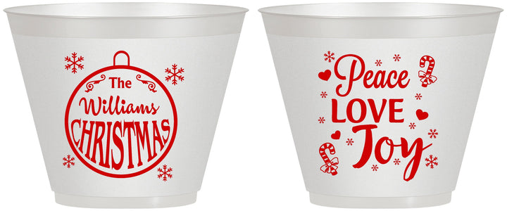 Custom Christmas 9 oz Wine Frosted Cups - Peace Joy Love | 280094