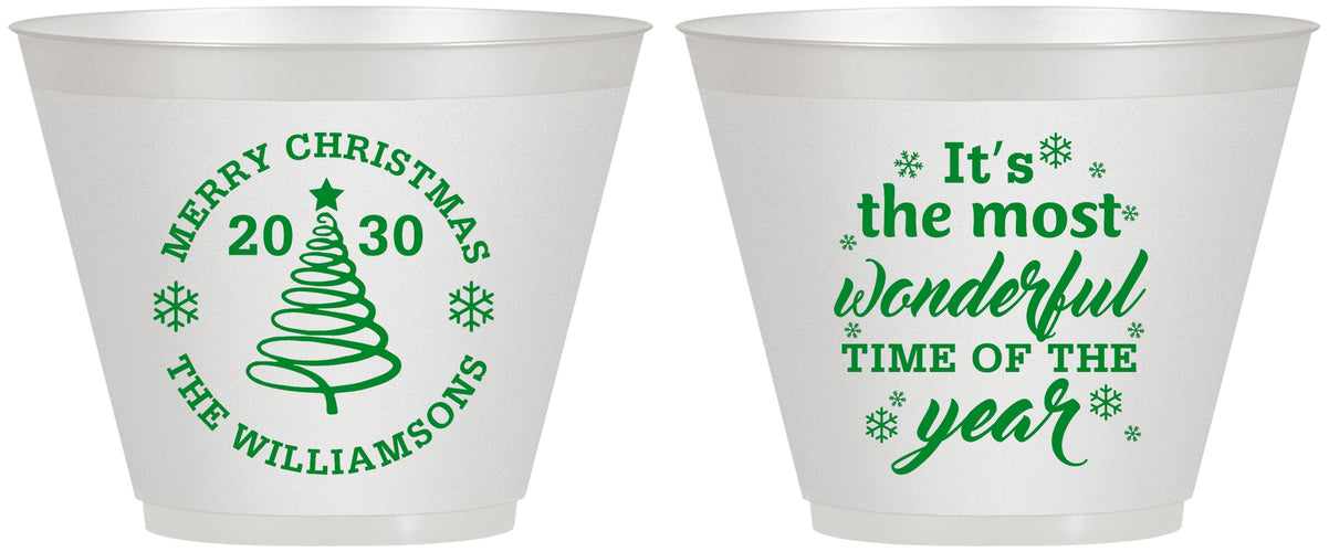 Custom Christmas 9 oz Wine Frosted Cups - Wonderful Time For A Beer | 280099