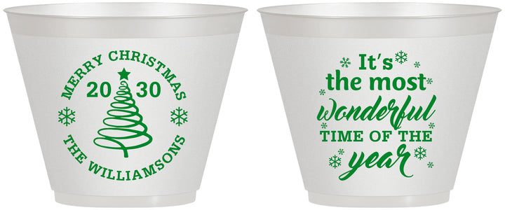 Custom Christmas 9 oz Wine Frosted Cups - Wonderful Time For A Beer | 280099