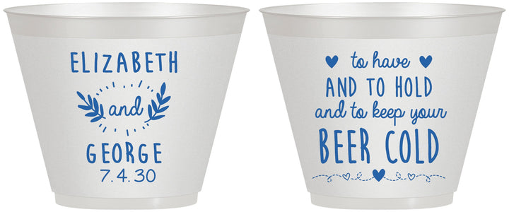 Custom Wedding 9 oz Wine Frosted Cups - To Have And To Hold | 281