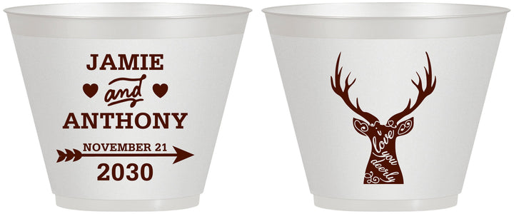 Custom Wedding 9 oz Wine Frosted Cups - Deer | 282