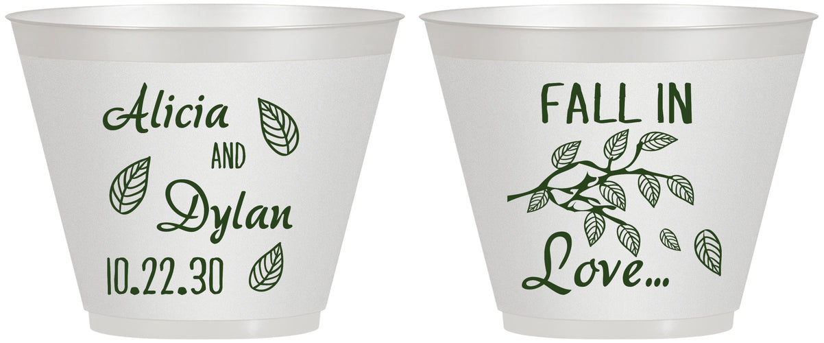 Custom Wedding 9 oz Wine Frosted Cups - Fall In Love | 283
