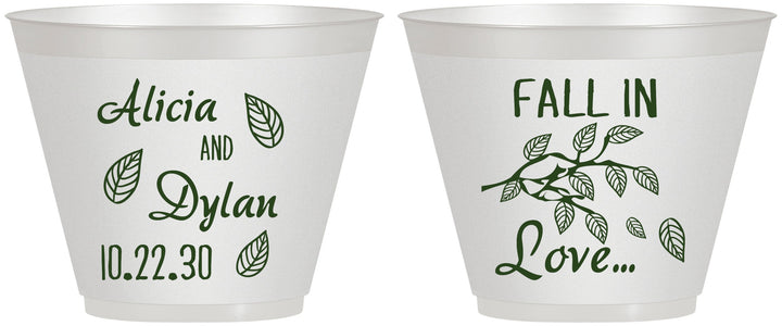 Custom Wedding 9 oz Wine Frosted Cups - Fall In Love | 283