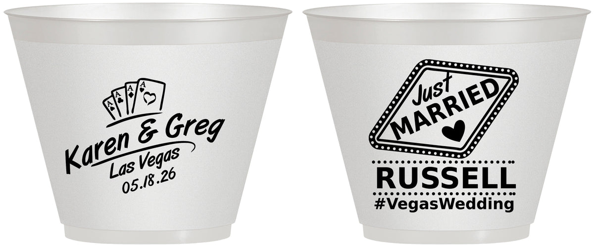 Custom Wedding 9 oz Wine Frosted Cups - Las Vegas | 285