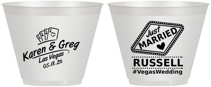 Custom Wedding 9 oz Wine Frosted Cups - Las Vegas | 285