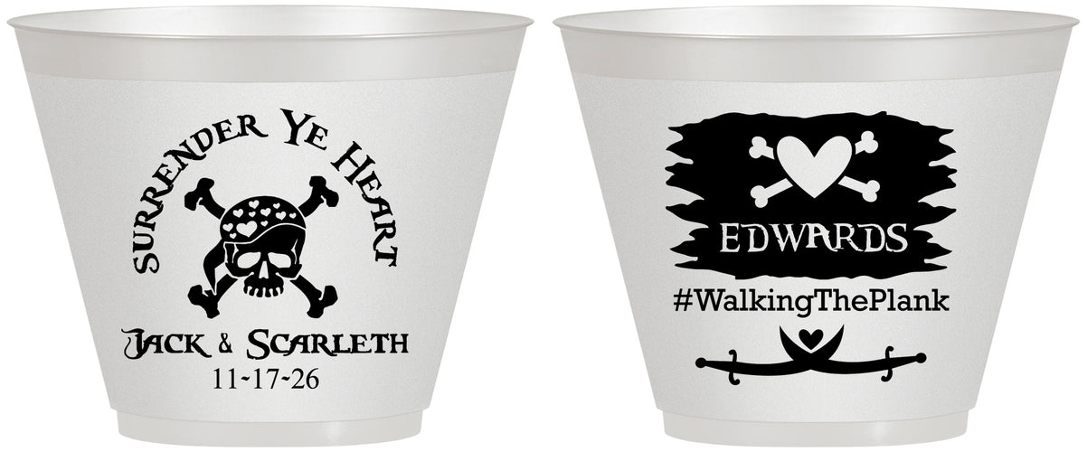 Custom Wedding 9 oz Wine Frosted Cups - Pirate | 286