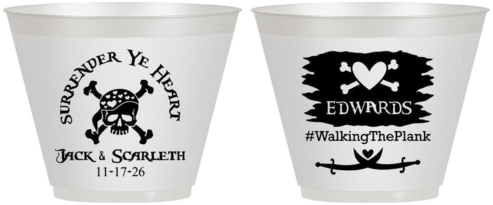 Custom Wedding 9 oz Wine Frosted Cups - Pirate | 286