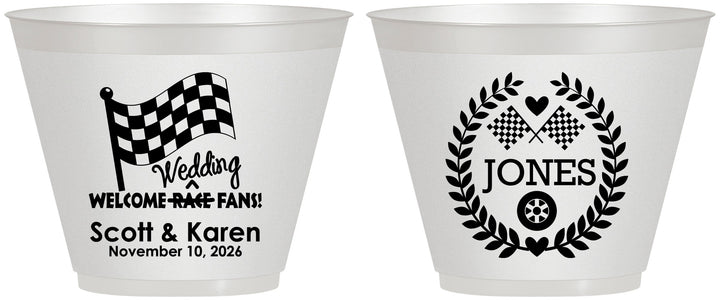 Custom Wedding 9 oz Wine Frosted Cups - Racing | 289