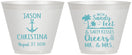 Custom Wedding 9 oz Wine Frosted Cups - Sandy Feet Salty Kisses | 290