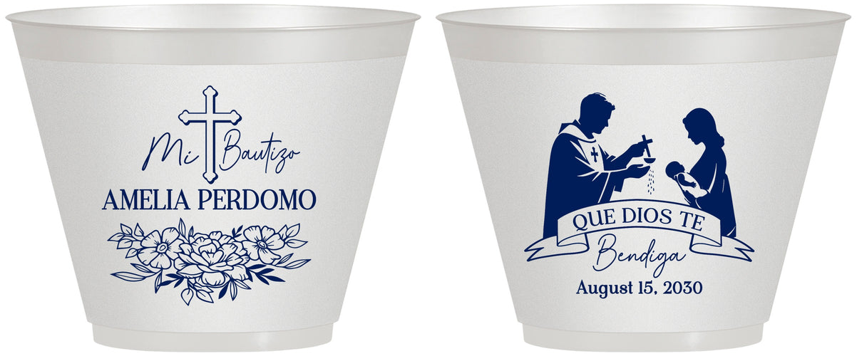 Custom Baptism 9 oz Wine Frosted Cups - Mi Bautizo | 290001