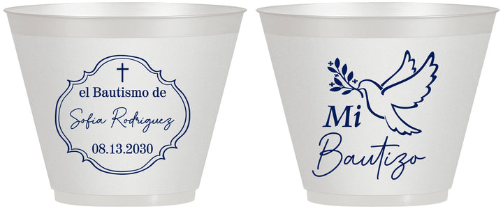 Custom Baptism 9 oz Wine Frosted Cups - Mi Bautizo | 290002