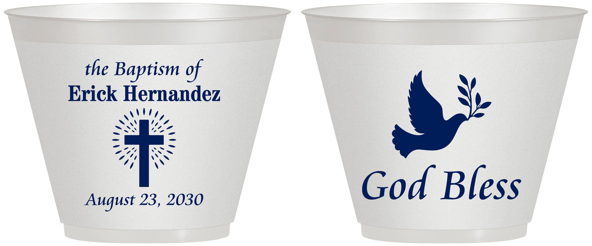 Custom Baptism 9 oz Wine Frosted Cups - God Bless | 290005