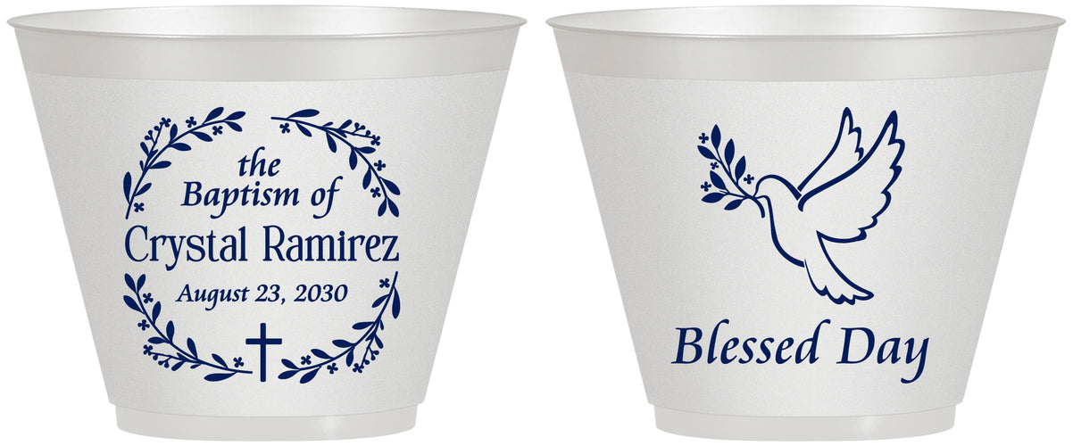 Custom Baptism 9 oz Wine Frosted Cups - Blessed Day | 290006