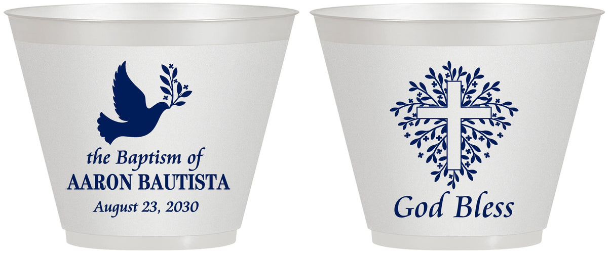 Custom Baptism 9 oz Wine Frosted Cups - God Bless | 290007