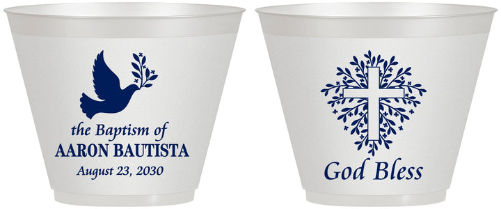 Custom Baptism 9 oz Wine Frosted Cups - God Bless | 290007