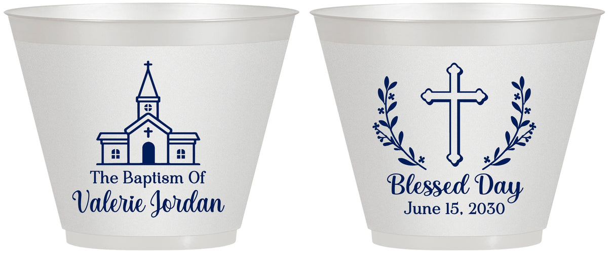 Custom Baptism 9 oz Wine Frosted Cups - Blessed Day | 290009