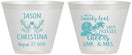 Custom Wedding 9 oz Wine Frosted Cups - Sandy Feet Salty Kisses | 291